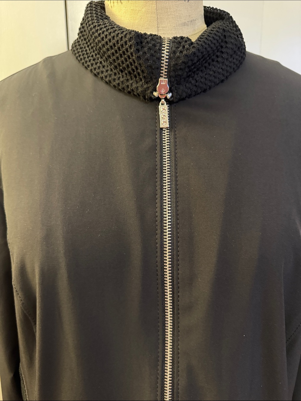 Chico’s Black Zip-Front Bomber Jacket with Knit Collar - Picture 5 of 7